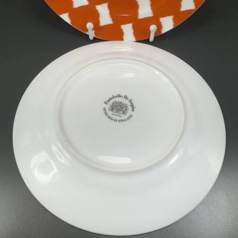 Portobello by Inspire 8inch Round Plate Dish Set 2 Dishes Plates Red White Spots